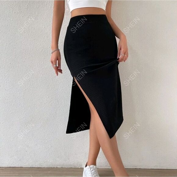SHEIN Essnce High Waist Split Thigh Skirt - Picture 3 of 5